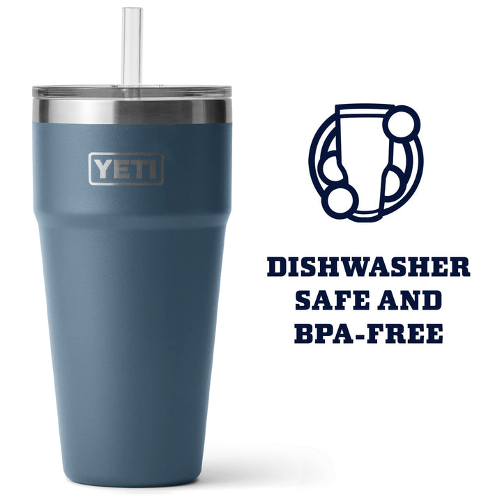 Rambler 26 oz Straw Cup, Vacuum Insulated, Stainless Steel with Straw Lid, Nordic Blue