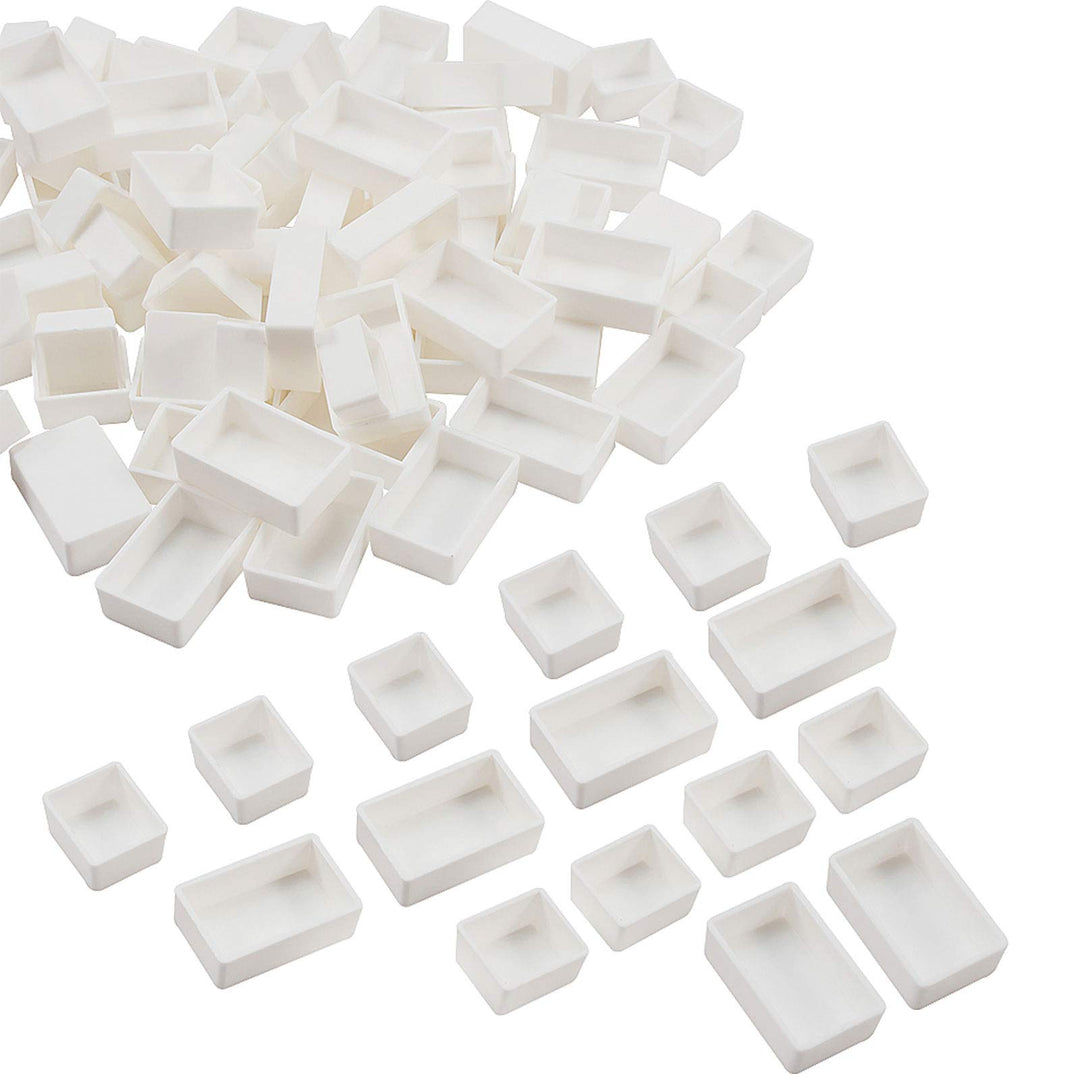 100pcs Watercolor Paint Pans(50pcs Full Pans, 50pcs Half Pans) White Plastic Empty Paint Pans for DIY Watercolor Oils or Acrylics Painting Travel Tin Case Palette Art Drawing