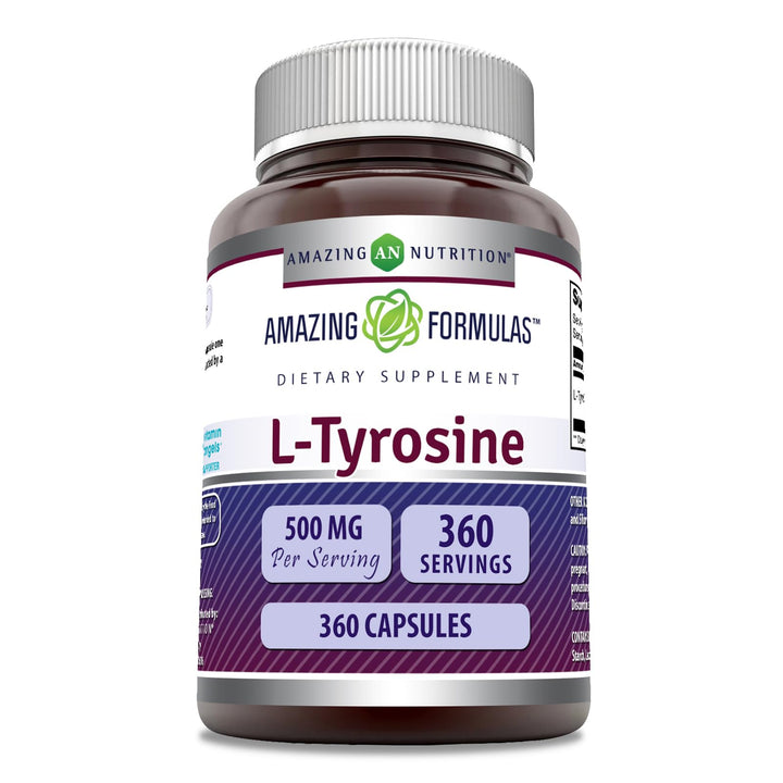 Amazing Formulas L-Tyrosine Supplement | 500 Mg Per Serving | 360 Capsules Per Serving | Non-GMO | Gluten-Free | Made in USA