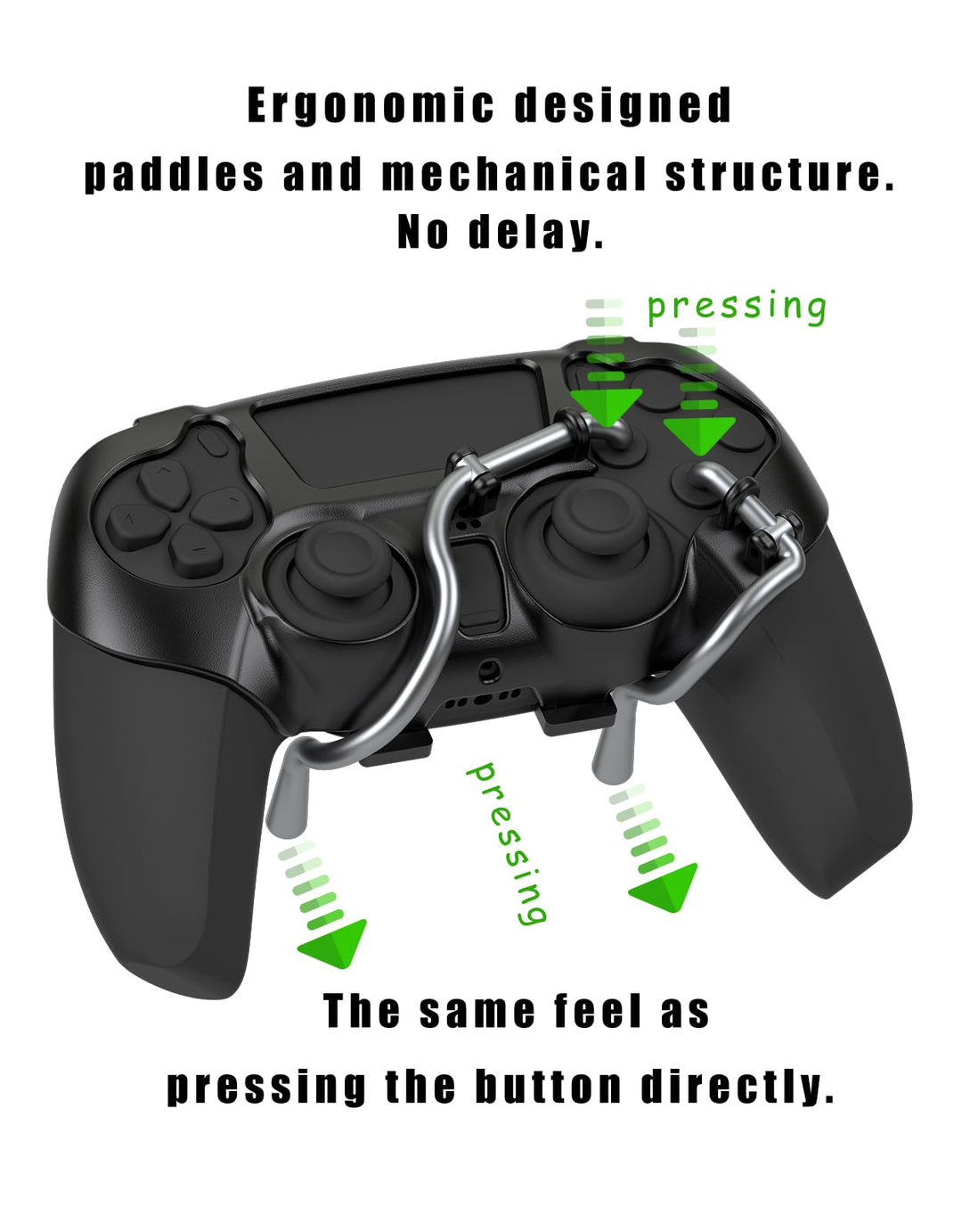 Leverback FPS Mechanical Paddles Attachment, Back Buttons Gaming Paddles for PS5 Controller (Black)