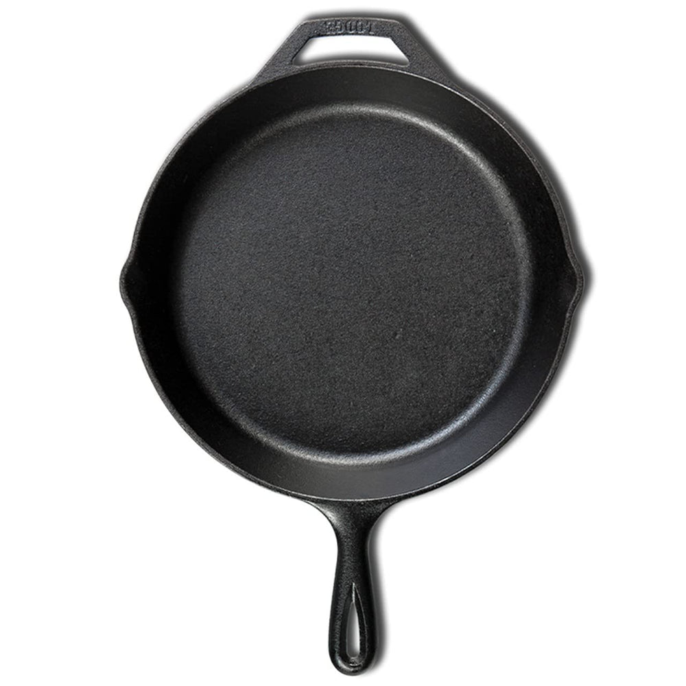 Seasoned Cast Iron Skillet - 12 Inch Ergonomic Frying Pan with Assist Handle, black