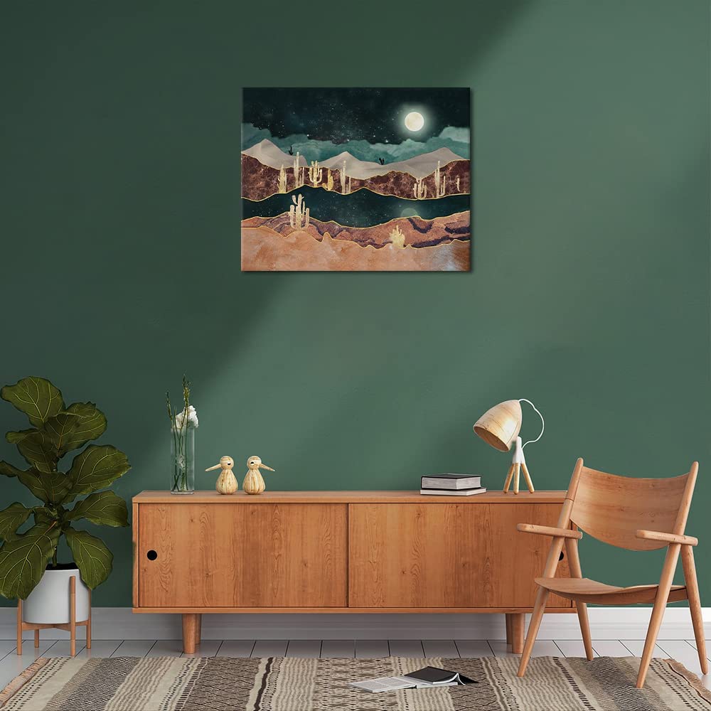 Abstract Mountain and Cactus at Night Oil Painting Kit on Canvas Paint by Numbers for Adults Beginner & Kids with