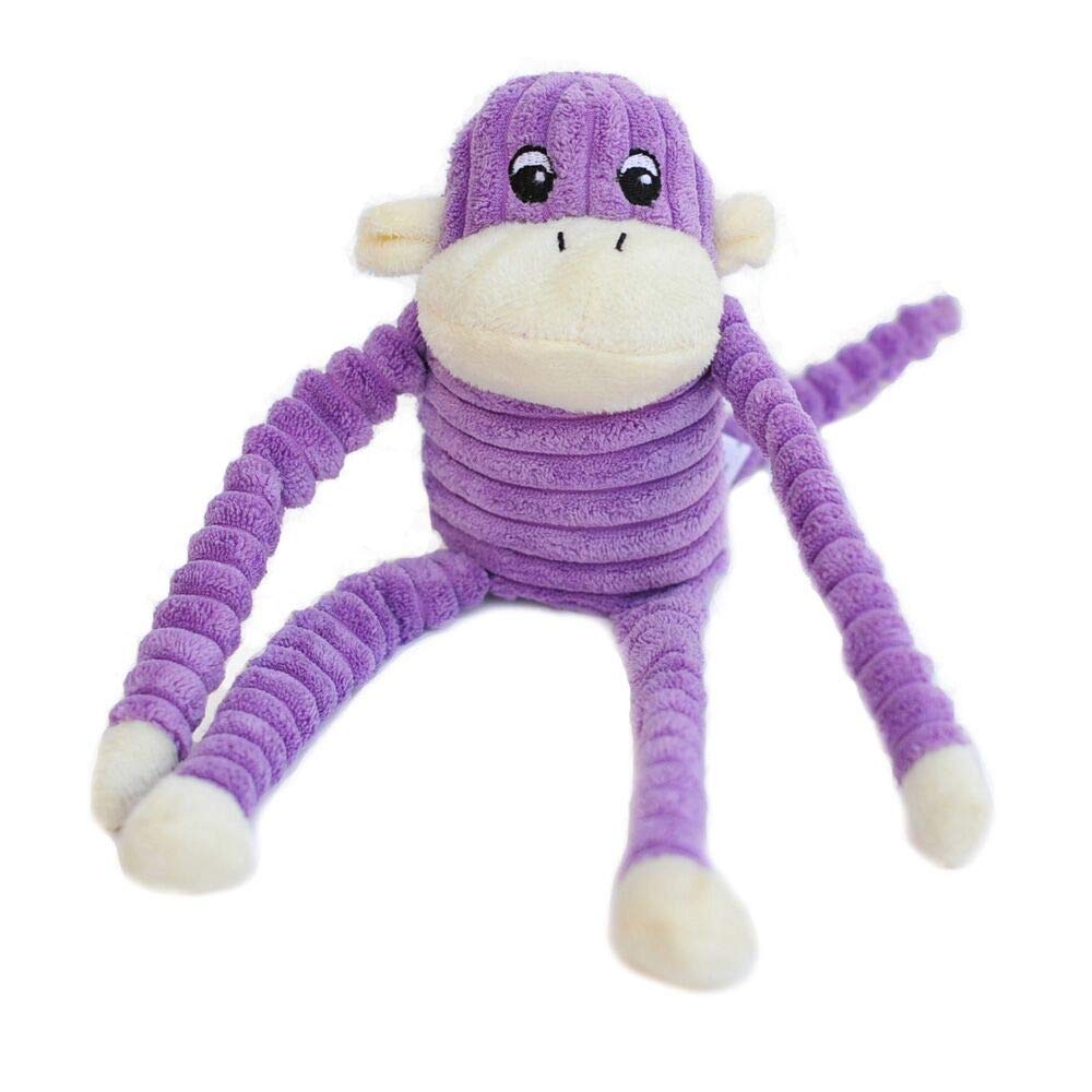 - Spencer The Crinkle Monkey Dog Toy, Squeaker and Crinkle Plush Toy - Purple, Small