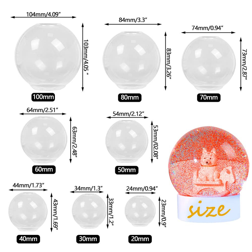 8PCS Large Sphere Silicone Molds for Epoxy Resin Casting, 3D Clear Crystal Ball Resin Mold, Round Silicone Mold for Jewelry, Candle Making, Homemade Soap (4, 3.2, 2.8, 2.4, 2, 1.7, 1.3, 0.9 inch)