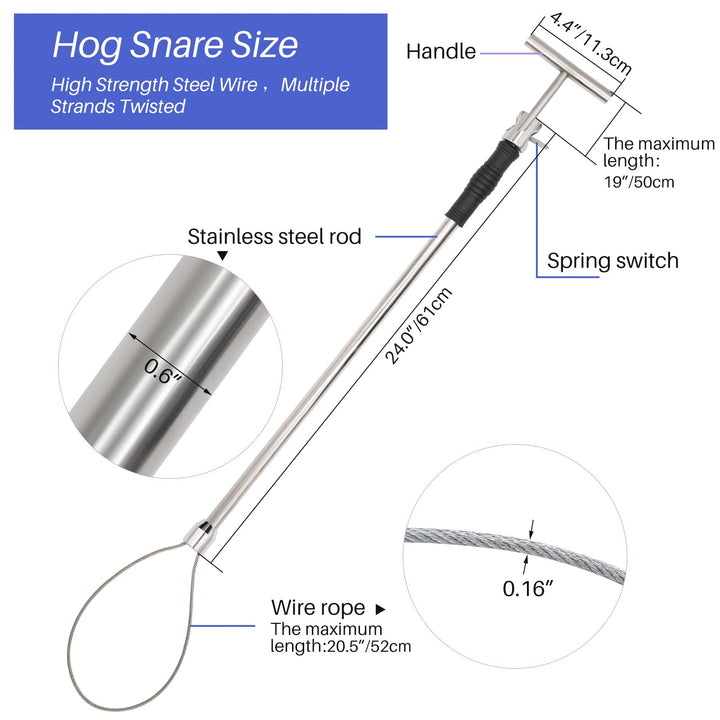 PAULOZYN Dog Catcher Pole Animal Control Pole Stainless Steel Pig Holder Catcher Heavy Duty Animal Catch Pole for Dog Pig Animals Swine Livestock