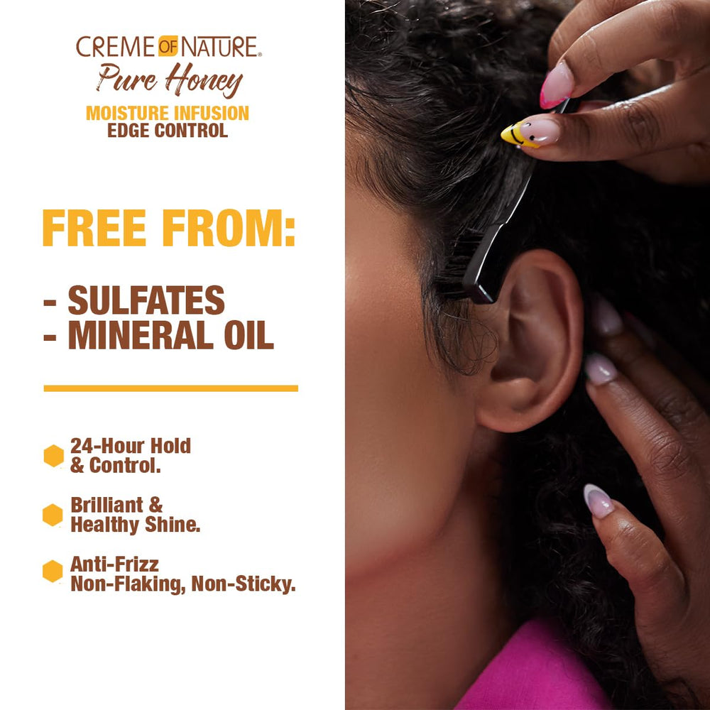 Creme Of Nature Pure Honey Edge Control Gel 2.25 Ounce Jar (66ml)