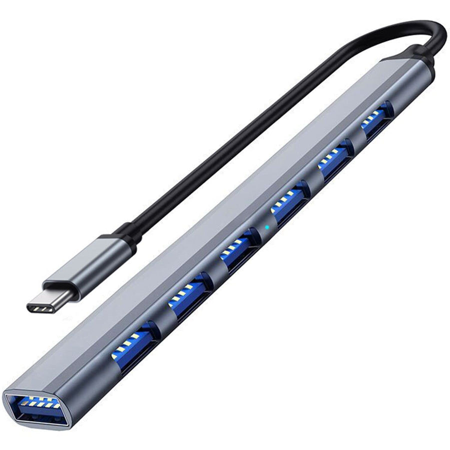 USB C Hub 3.0, Aluminium 7 in 1 USB C Dongle USB Extend for MacBook Pro, iMac, iPad Pro, Chromebook, Pixelbook, Dell XPS, Samsung, and More Type C Devices