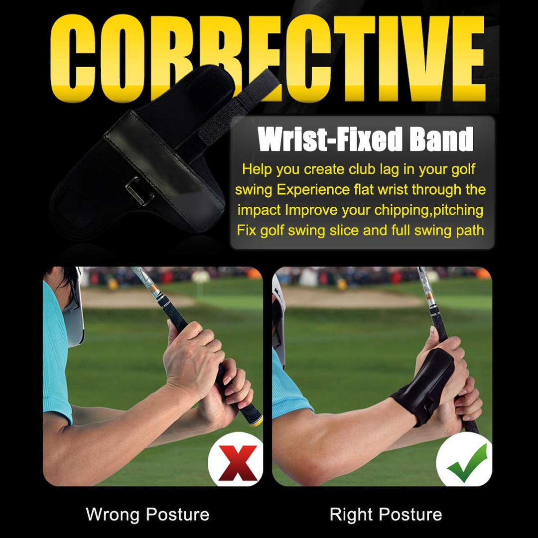 Golf Swing Training Aids Combo- Arm Band, Elbow Correction, Wrist Hinge Trainer, Wrist Brace Band, Leg Rod Corrector, Improve Your Golf Game to The Next Level
