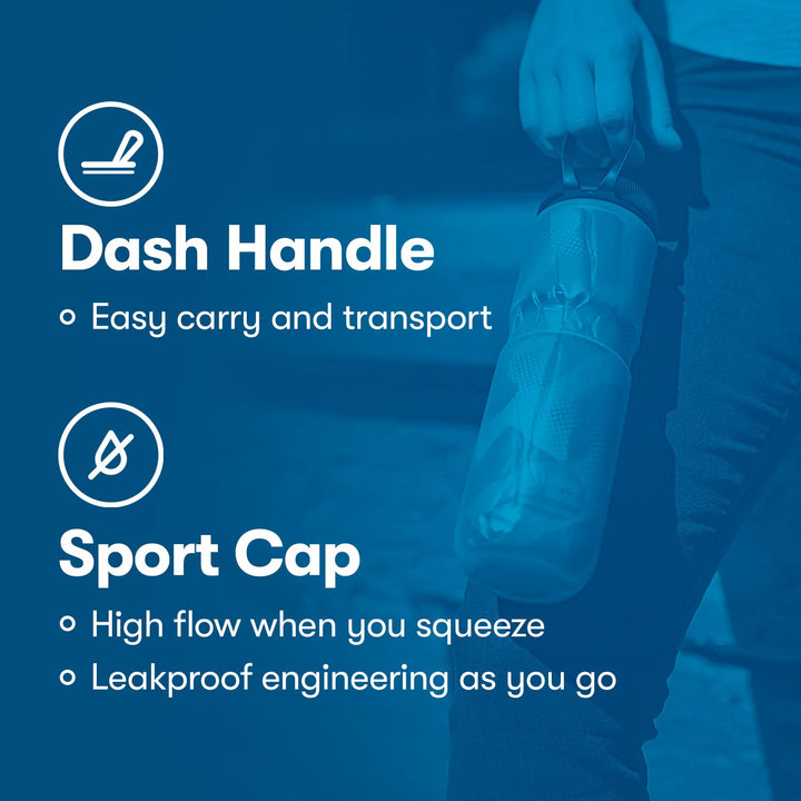 Sport Insulated Water Bottle - BPA-Free, Sport & Bike Squeeze Bottle with Handle (Fly Dye - Aquamarine, 24 oz)
