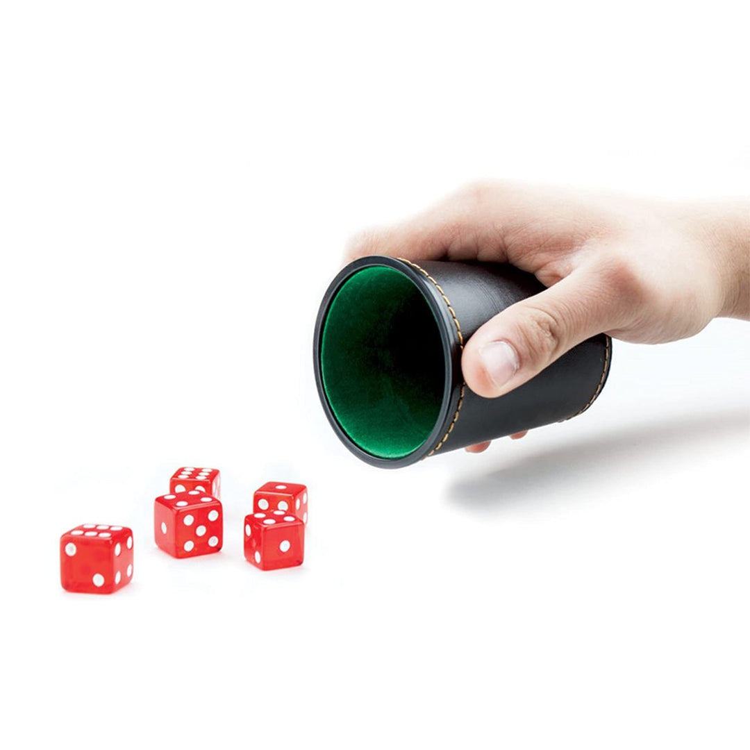 Felt-Lined Synthetic Leather Dice Cup 4x3x3 in