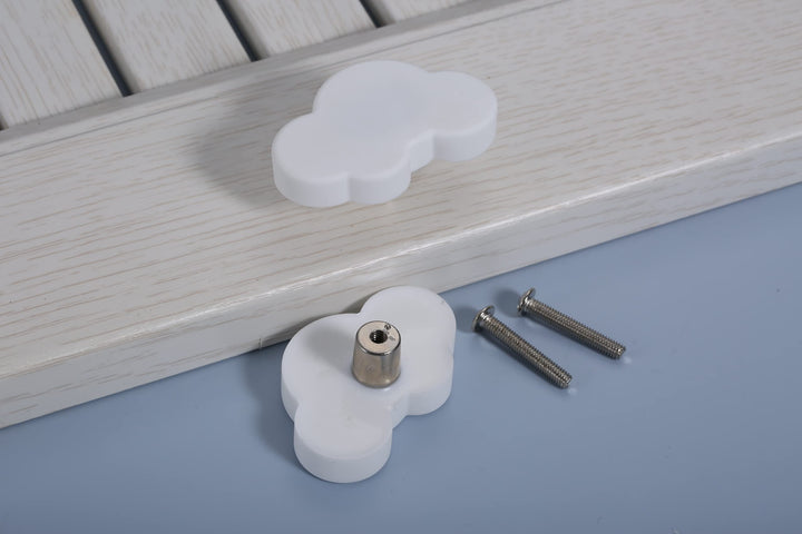 Cloud Cartoon Kids Room Knob, 4.5cm Cute White Dresser Handles Soft Rubber Decor Pull for Door Wardrobe Toy Organizer Box Bookcase Bedroom Single Hole