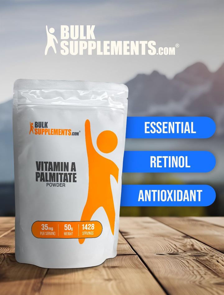 .com Vitamin A Palmitate Powder - as Retinol Palmitate, Vitamin A Supplement for Immune & Eye Support - Gluten Free, 35mg per Serving, 50g (1.8 oz) (Pack of 1)