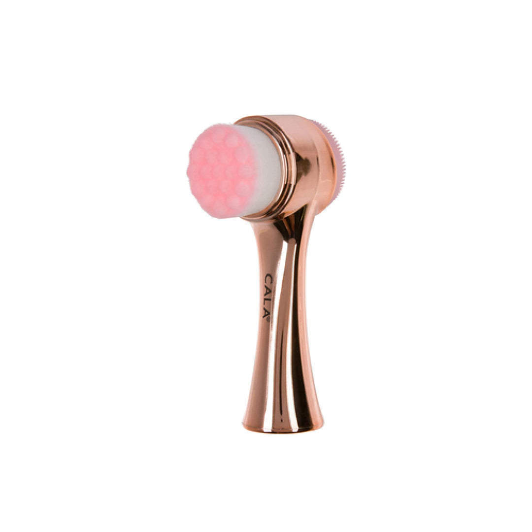 Dual-action rose gold facial cleansing brush