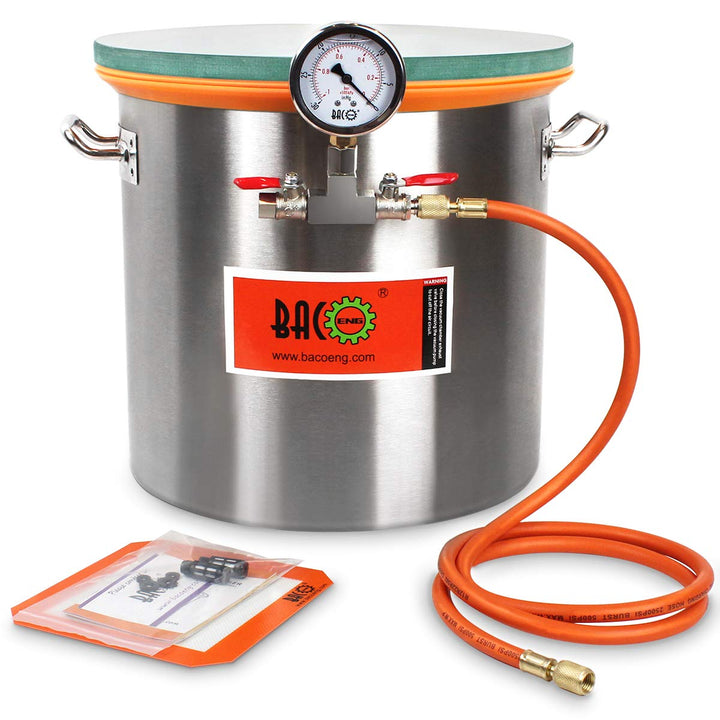 5 Gallon Tempered Glass Lid Stainless Steel Vacuum Chamber Perfect for Stabilizing Wood, Degassing Silicones, Epoxies and Essential Oils.