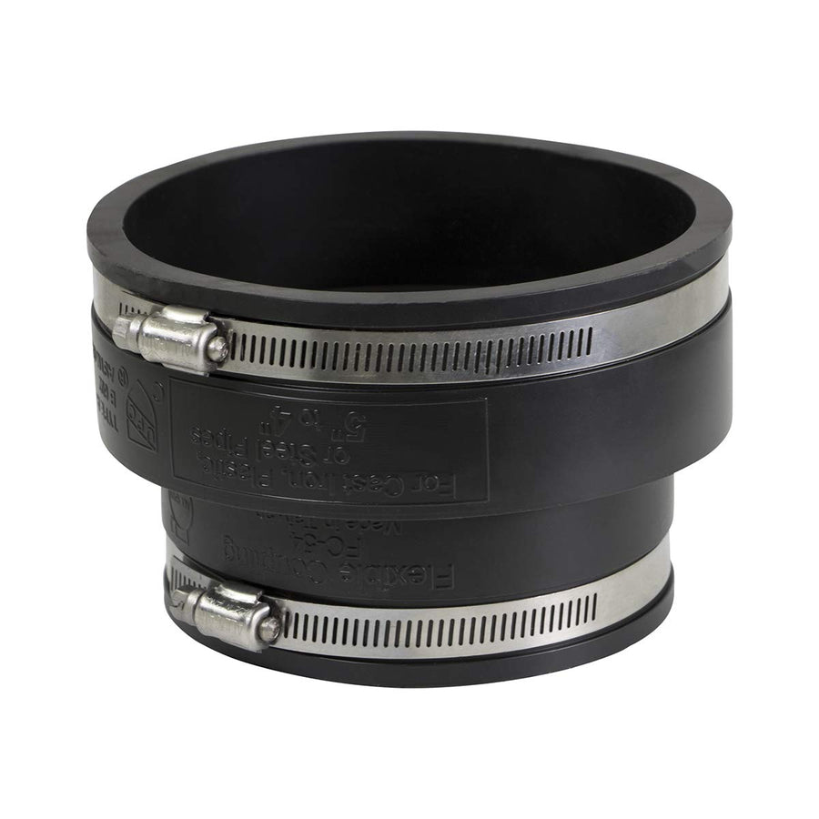 6I59 Flexible Pvc Reducing Coupling with Stainless Steel Clamps, 5.5 x 4.5Inner Diameter for 5 x 4 Nominal Pipe, Black