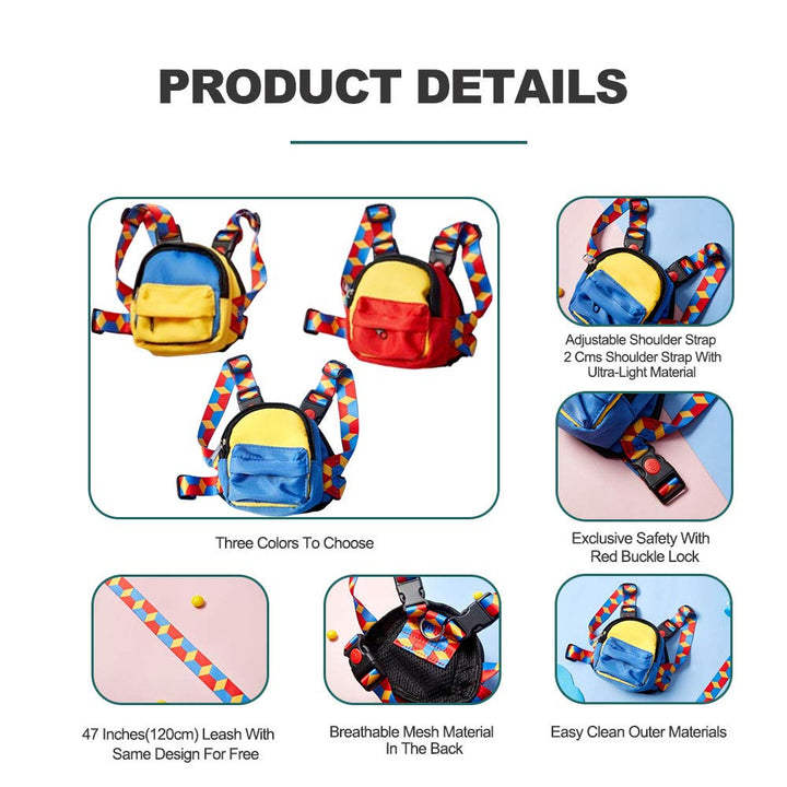 Colorful Lightweight Dog Backpack with Free Leash Adjustable Cute Water Repellent Harness with Breathable Mesh Material Saddle Bag for Small, Medium & Large Dogs Outdoor Hiking(Red)