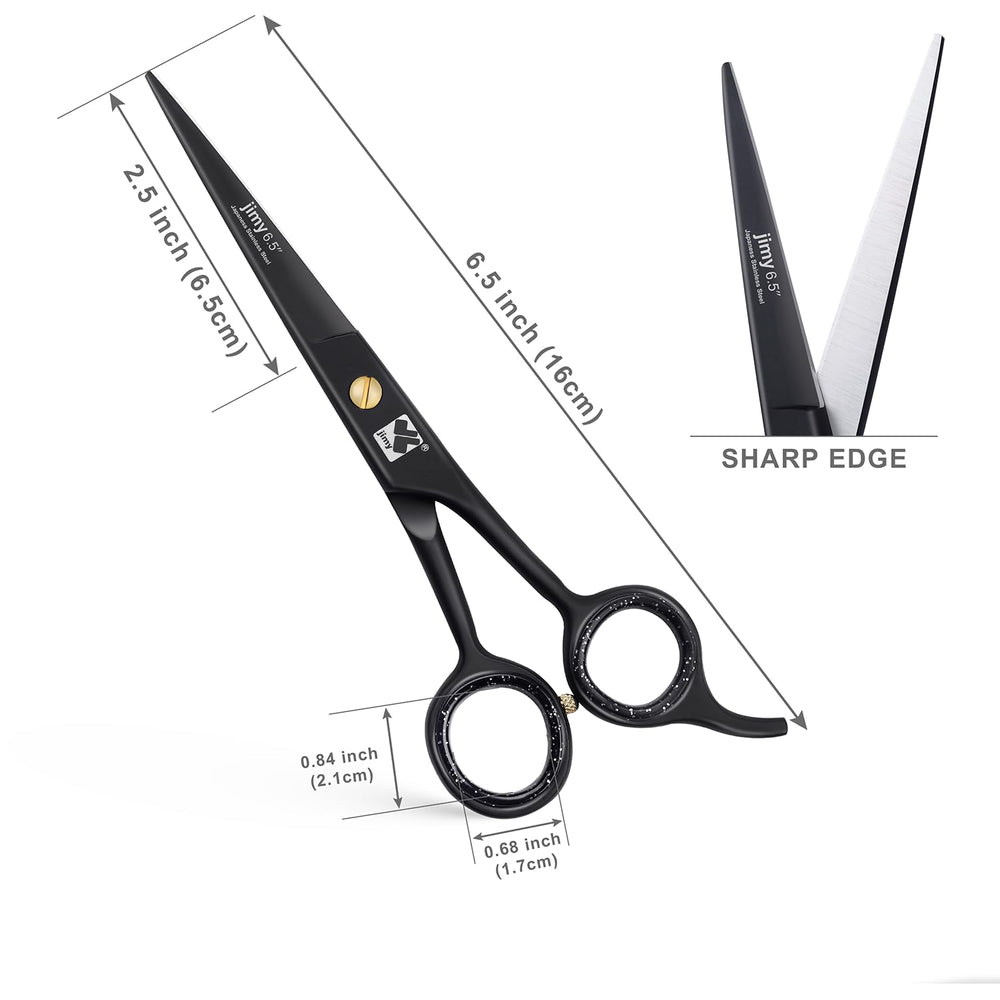 Jimy Professional Hair Cutting Shears 6.5'' Stainless Steel Sharp - Smooth Razor Edge Series Shears for Hair Cutting, Hair Cut Scissor for Women & Men and Salon (Barber Scissors)