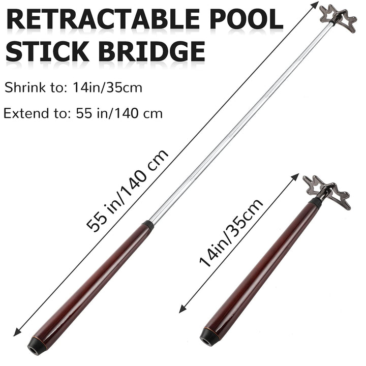 Retractable Pool Bridge Stick,Billiards Cue Stick Bridge with Removable Bridge Head and Wood Handle Billiards Pool Cue Accessory for Pool Cue Table (Brown)
