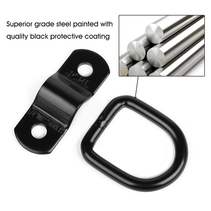 D Rings Tie Down Anchors Hooks for Trailer Truck Bed Bracket Enclosed Points Pickup Camper Surface Mount D-Ring Heavy Duty 1/4 2400 Pound Capacity (10-Pack)