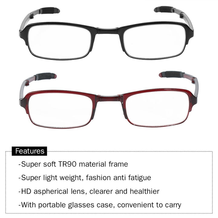 Reading Glasses, Men and Women 1.0/1.5/2.0/2.5/3.0/3.5/4.0 Portable Lightweight Folding Reading Presbyopic Glass(1.0-Black)