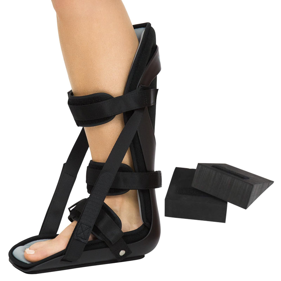 Hard Plantar Fasciitis Night Splint for Men & Women - Stabilizer Brace Relieves Inflammation - Foot Support Boot Features Adjustable Hook and Loop Straps for Achilles Pain Relief