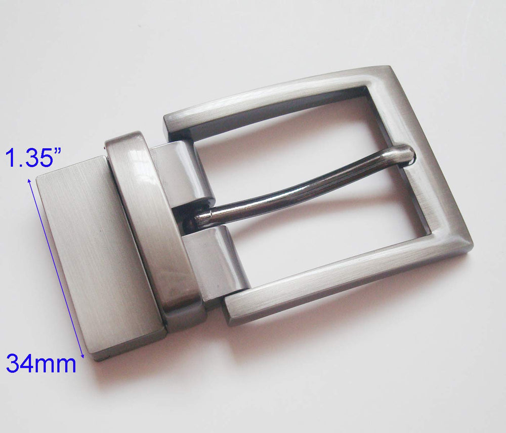 Men's Solid Buckle Automatic Ratchet Leather Belt Buckle Head (brush gunmetal gray)