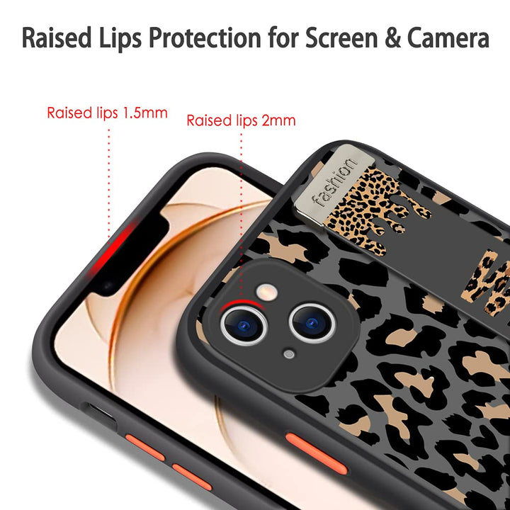 Compatible iPhone 13 Case with Strap Clear Case Leopard Print Pattern Design Full Body Shockproof Protection Soft TPU and Hard PC Back Anti-Scratch Cover for iPhone 13 6.1 Inch