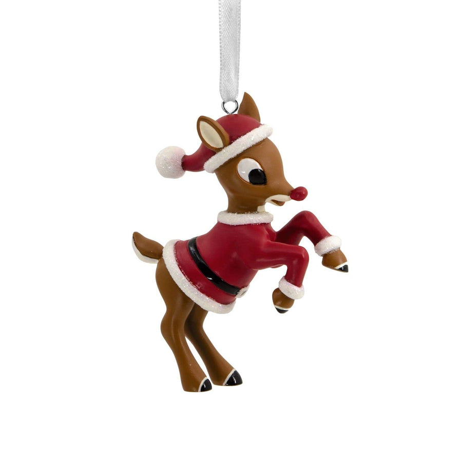 Christmas Ornaments, Rudolph The Red-Nosed Reindeer in Santa Suit Ornament