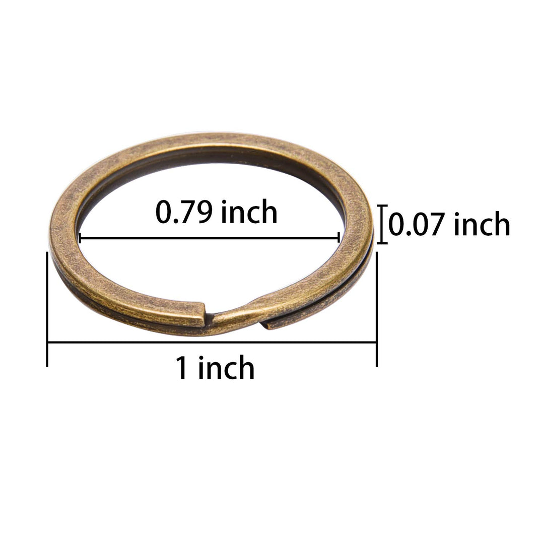 24 Pack Flat Key Rings Metal Split Ring for Home Car Keys Organizations, Jewelry Making, 1 Inch (Bronze)