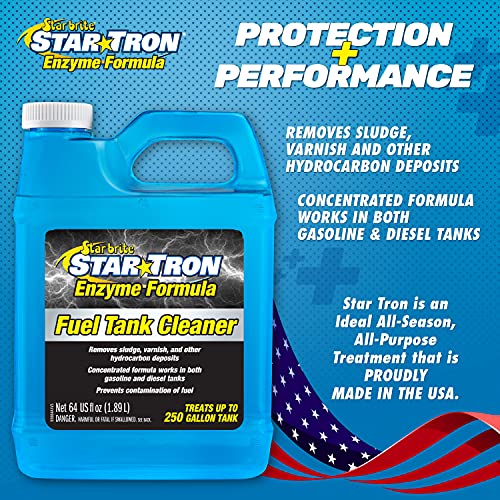 Star Tron Fuel Tank Cleaner - Remove Sludge, Varnish & Other Deposits - Rejuvanate Old, Stale Fuel - Concentrated Formula Works In Gas Tanks & Diesel Tanks - 64 OZ (093664) , blue