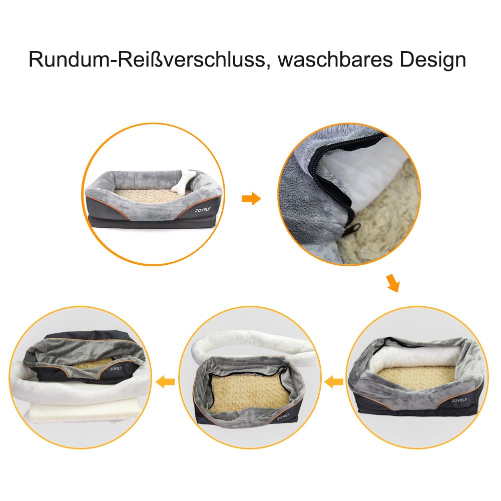 Large Memory Foam Dog Bed, Orthopedic Dog Bed & Sofa with Removable Washable Cover and Squeaker Toy as Gift