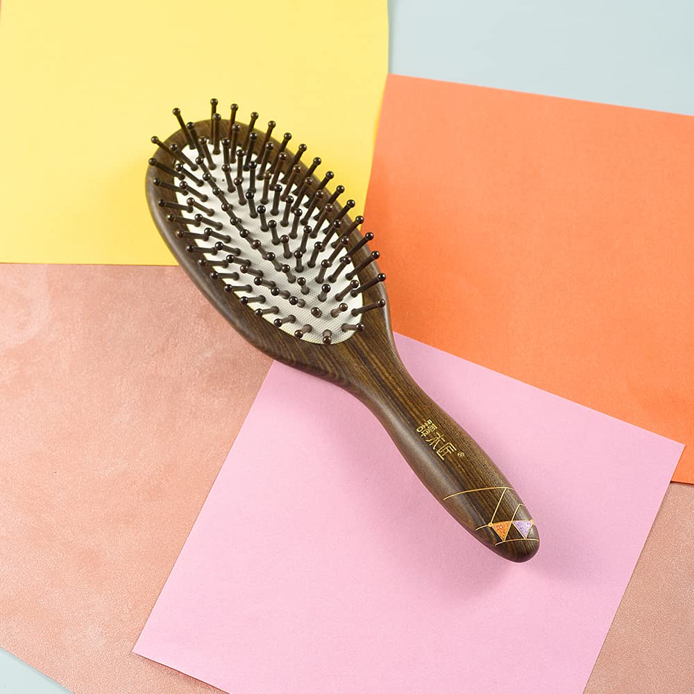 Wooden Hair Brush for Women Colorful Lattice