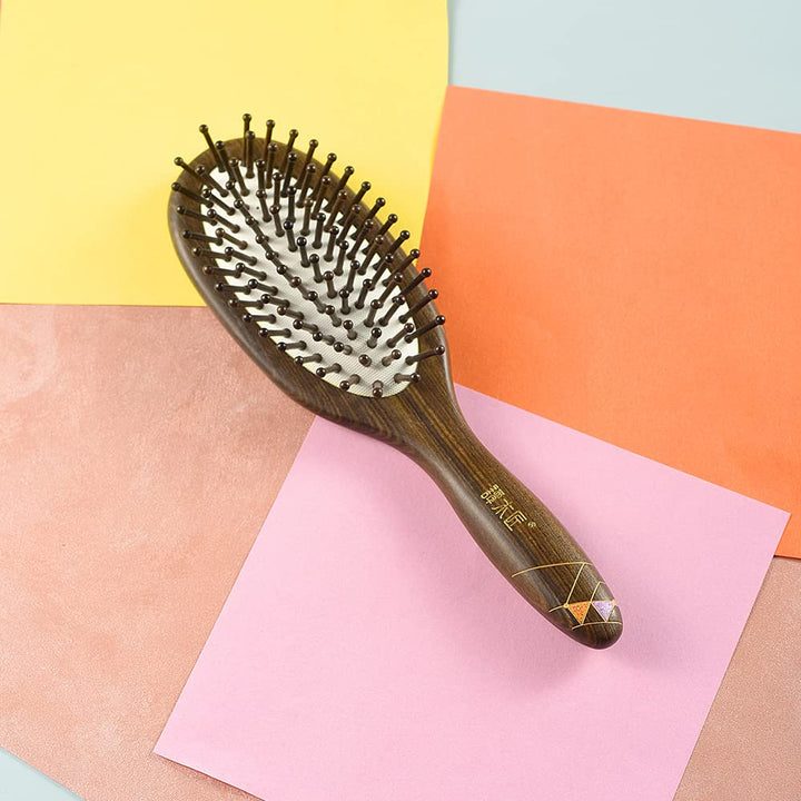 Wooden Hair Brush for Women Colorful Lattice