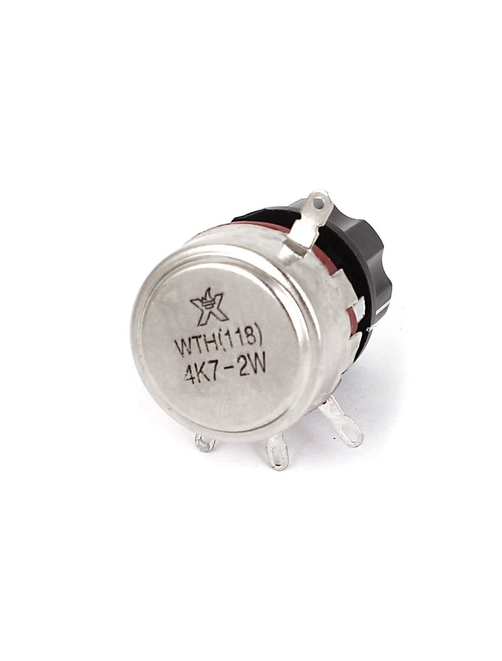 Rotary Carbon Film Potentiometer with Control Knob, WTH118-1A 2W 4K7 Ohm