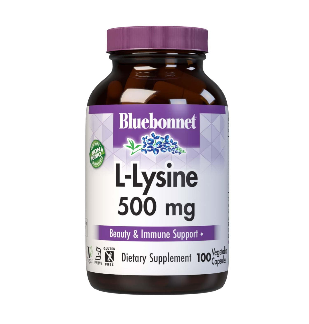 Bluebonnet Nutrition L-Lysine 500mg, for Healthy Immune Function, Supports Collagen Synthesis, Soy-Free, Gluten-Free, Non-GMO, Kosher Certified, Vegan, 100 Capsules