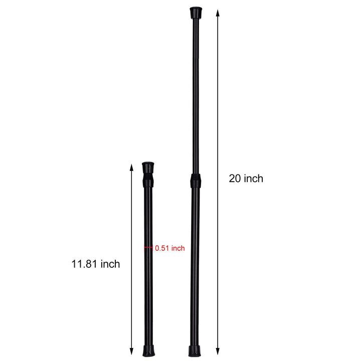3 Pack Tension Curtain Rod Spring Loaded Curtain Rods Cupboard Bars window Tensions Rod, Adjustable Width (11.81-20 Inches, White)