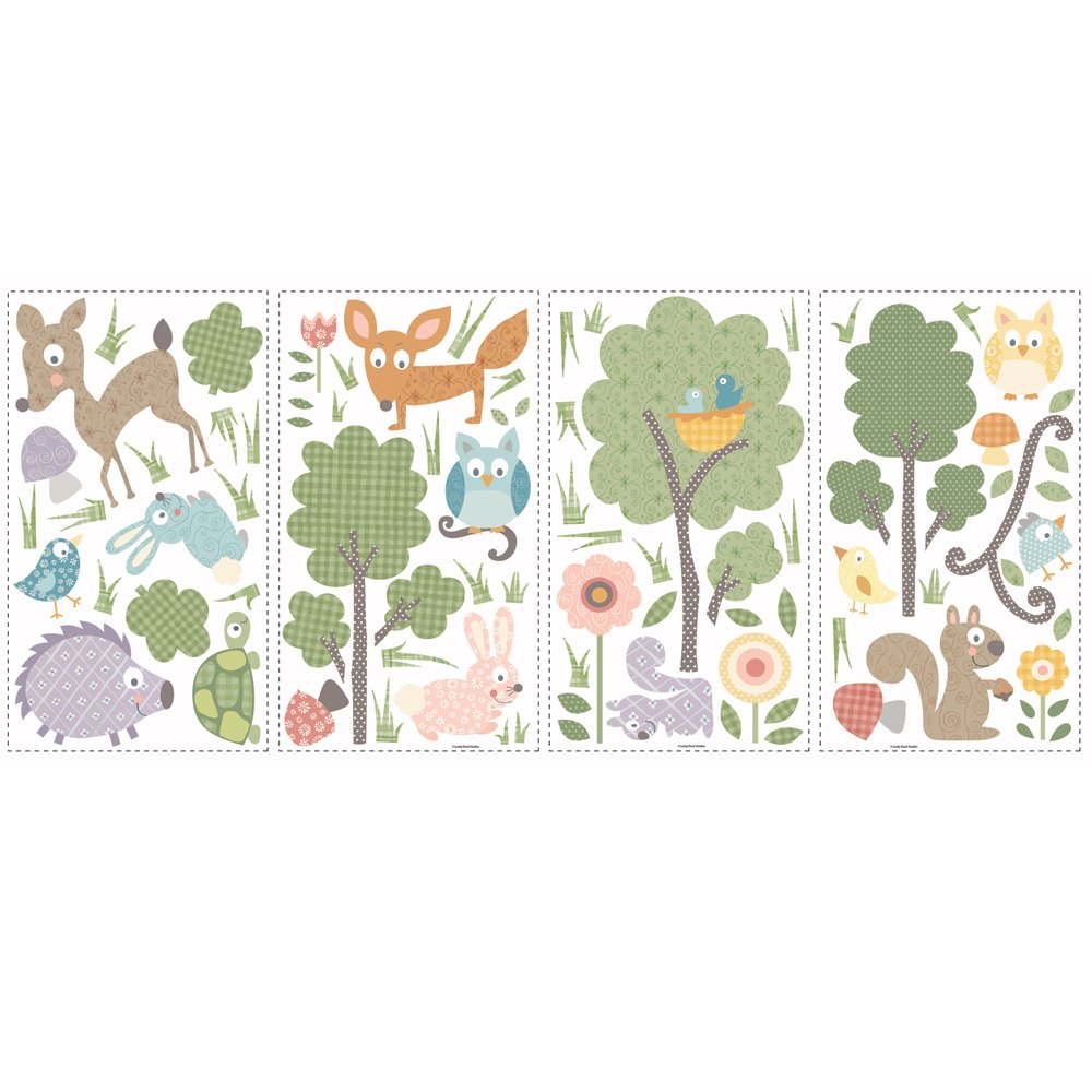 RMK1398SCS Woodland Animals Peel and Stick Wall Decals , Black