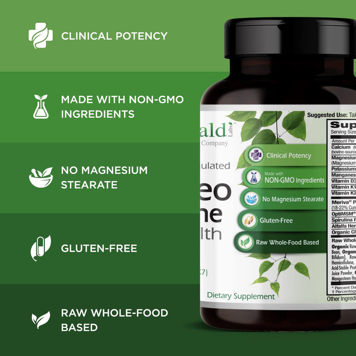 Osteo Bone Health - Immune Support & Bone & Joint Supplement with Vitamin D3, K2, Calcium, Magnesium, OptiMSM, Meriva Phytosome & More - 180 Vegetable Capsules