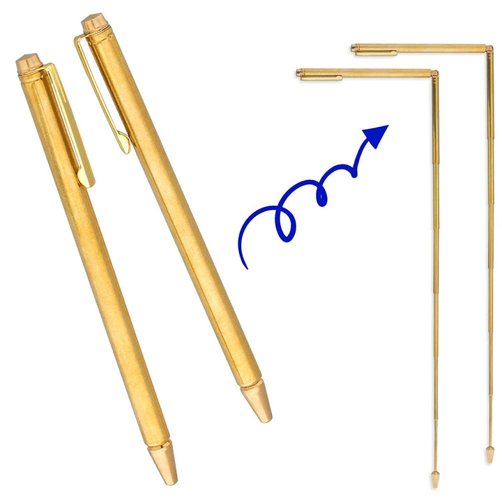 Best Combination Dowsing Rods Copper- 2PCS. 99.9% Pure Copper - Water Divining, Energy Healing, Paranormal, Gold, Yes No Questions. 15cm*56cm*0.9cm Non-Toxic Gift feng Shui Compass