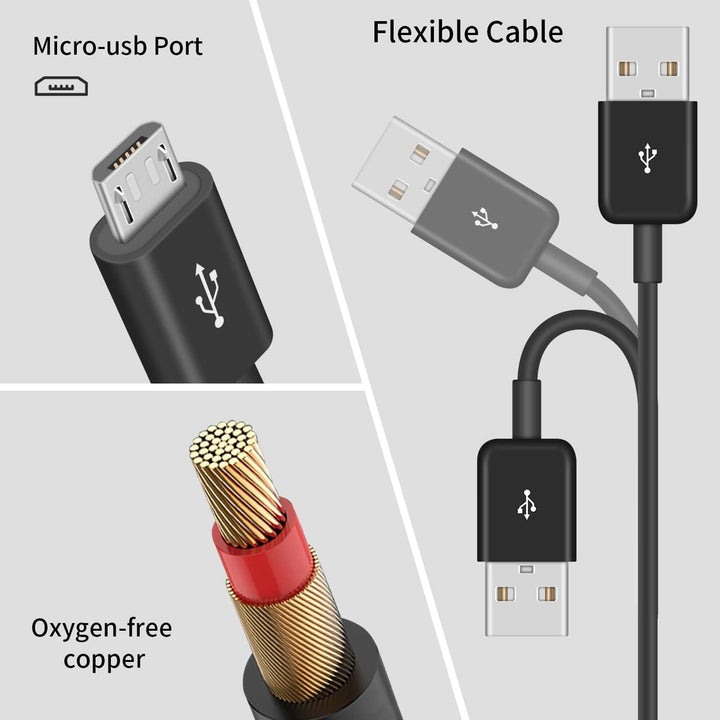 USB A to USB Micro Charging Cable, 4 in 1 Multi Charger Cable Micro USB Splitter Cable 4 Ports Micro USB 2.0 Male-Male Charging Cord Adapter Connectors for Cell Phones and More (Black 1.8M)