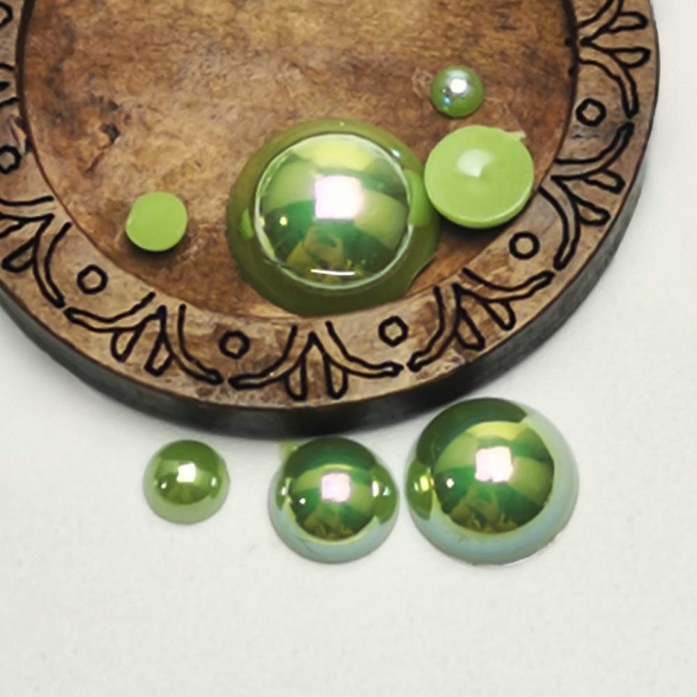 3000PCS 1 Box Green Round Flatback Imitation Half Pearls Bead Loose Beads Gem (Green Half Ball)