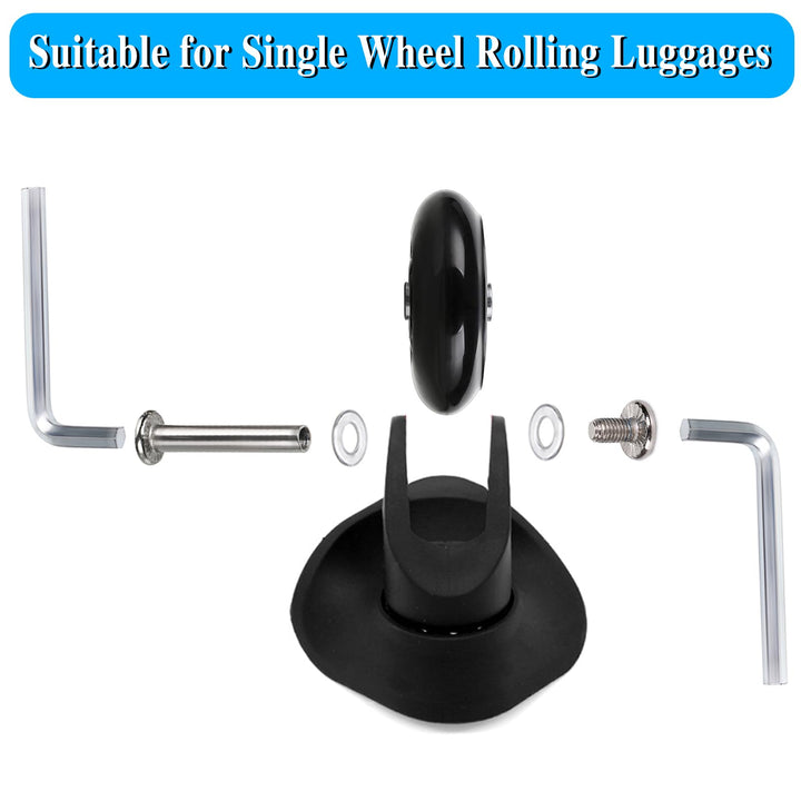 70mm x 24mm Luggage Suitcase Replacement Wheels, Rubber Swivel Caster Wheels Bearings Repair Kits, A Set of 2