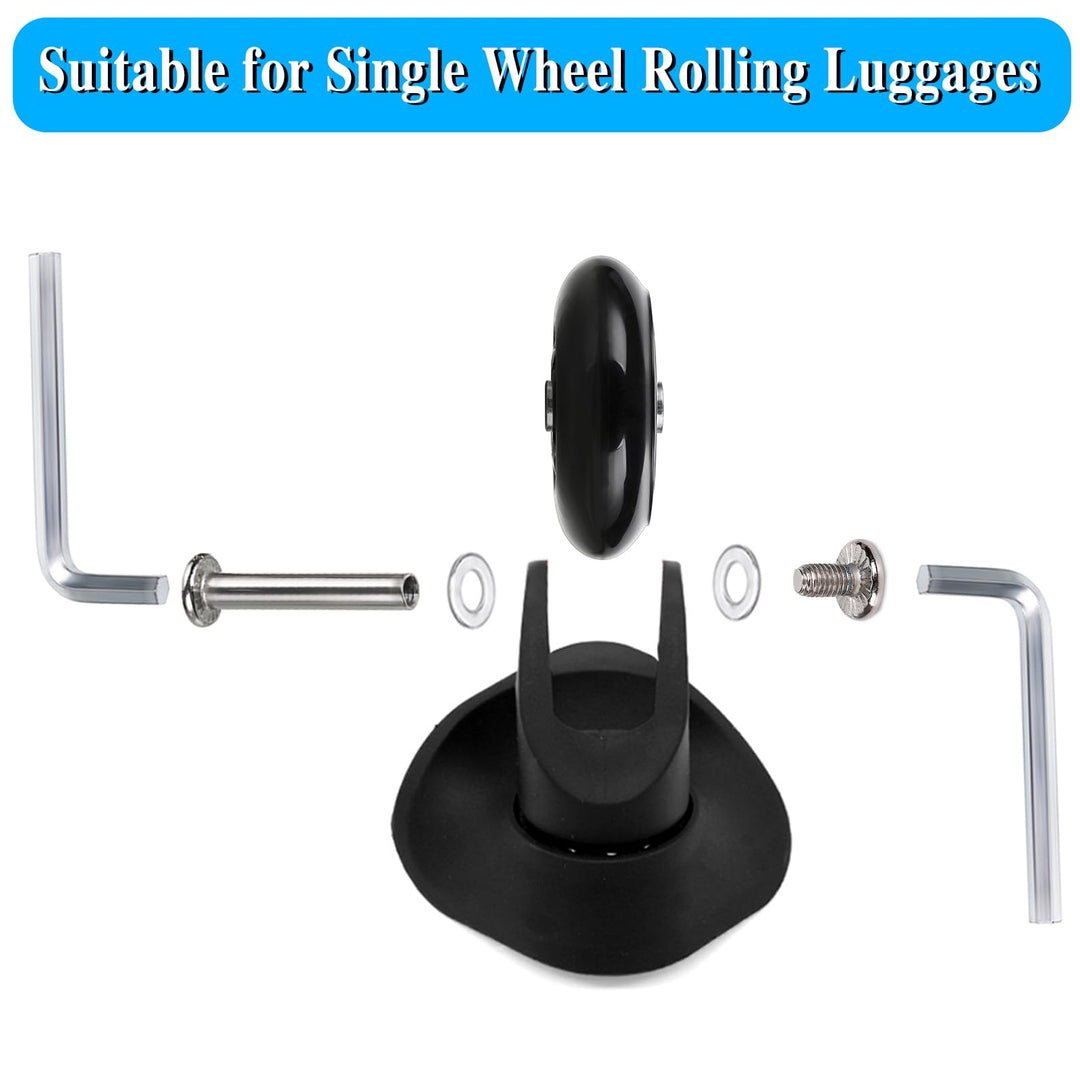 50mm x 18mm Set of 4 Luggage Suitcase Replacement Wheels, Rubber Swivel Caster Wheels Bearings Repair Kits (Black)