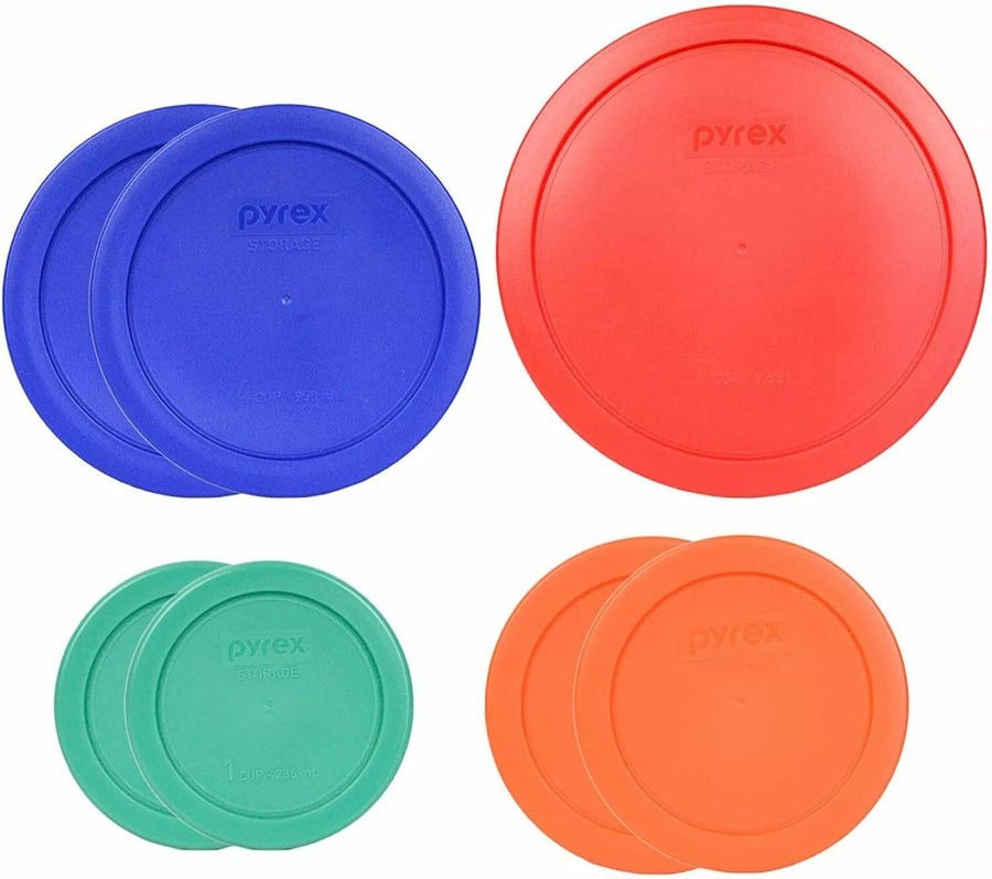 Food Storage Plastic Replacement Lid Set (Red, Cobalt Blue, Orange, Green)