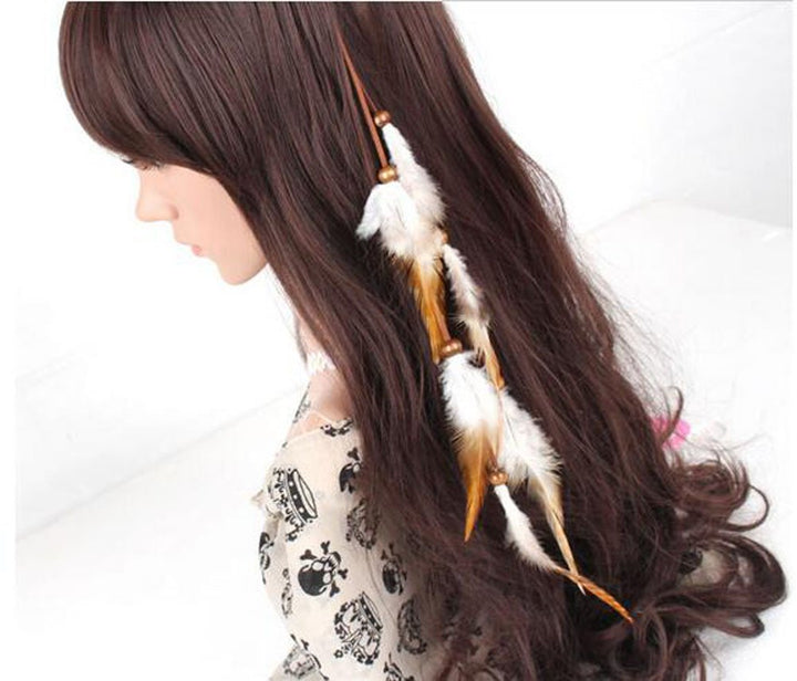 Handmade Boho Hippie Hair Extensions With Feather Clip Comb Hairpin Headdress DIY Accessories for Girls Women Lady