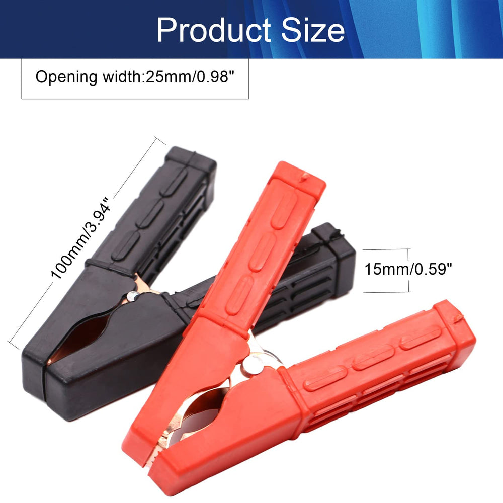 2Pcs 100A Heavy-Duty Insulated Alligator Clips,Battery Crocodile Electrical Test Clamps,Battery Charger Clamp for Car Auto Vehicle Boat Red and Black
