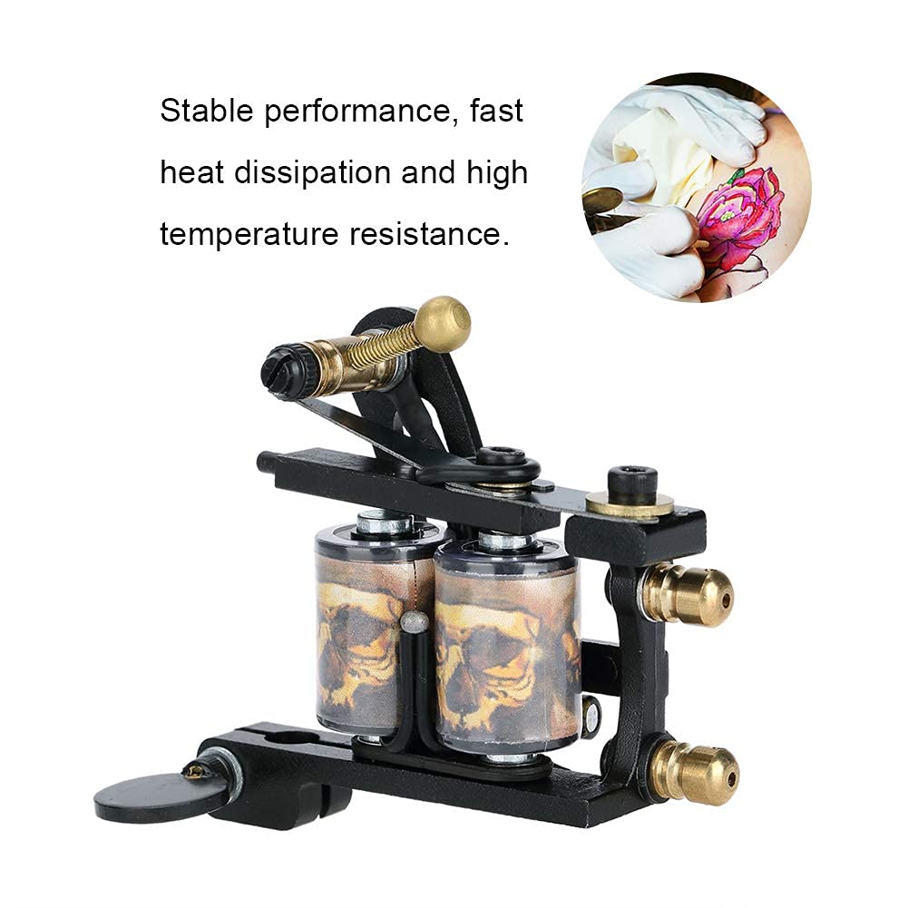 Coil Tattoo Machine, Tattoo Shader Machine, Professional Tattooist Shader Tattoo Machine Liner Shader Gun 10 Wrap Copper Coils Coloring Coating Tool Coils Tattoo Machine Liner & Shader