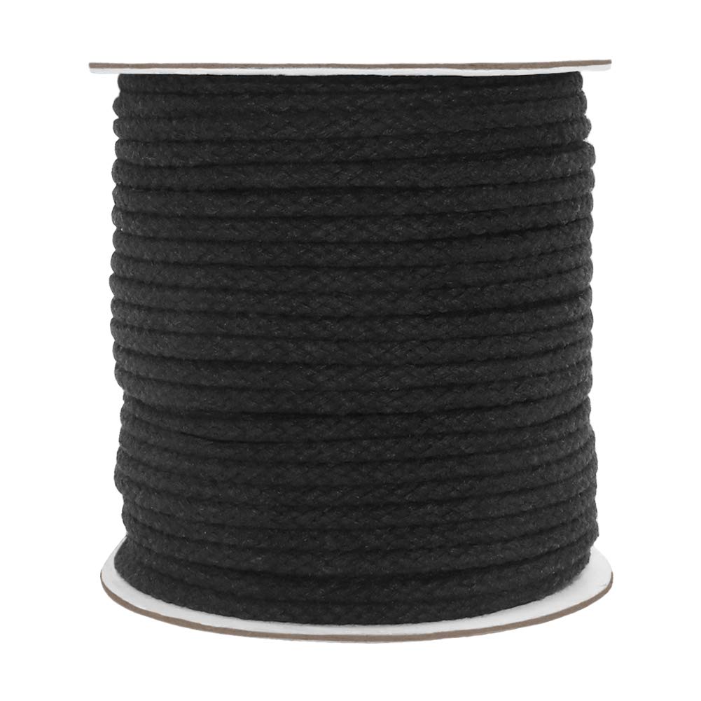 Black Macrame Cord, 165 Feet 5mm Wide Braided Cotton Rope for Macrame Plant Hangers, Wall Hangings, DIY Crafts, Halloween Decor