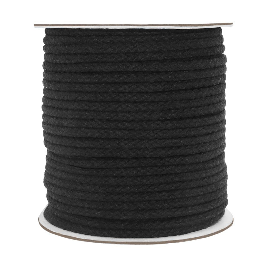 Black Macrame Cord, 165 Feet 5mm Wide Braided Cotton Rope for Macrame Plant Hangers, Wall Hangings, DIY Crafts, Halloween Decor