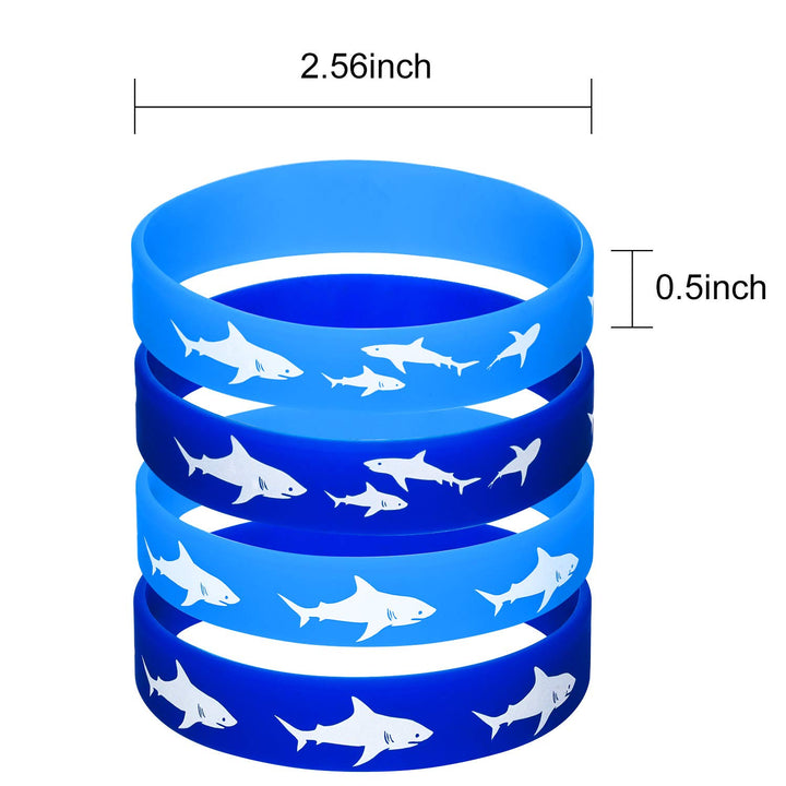 24 Pcs Shark Party Favors Rubber Wristbands Bracelet, Under The Sea, Shark Birthday Party Favors Supplies Gift Decorations (Delicate)